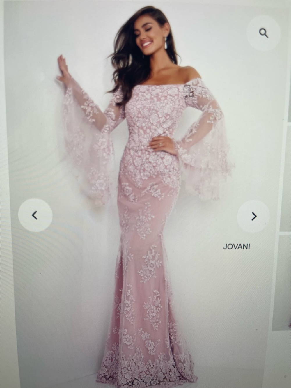 Jovani Dusty Blush Off-Shoulder Lace Mermaid Gown Size 10 New